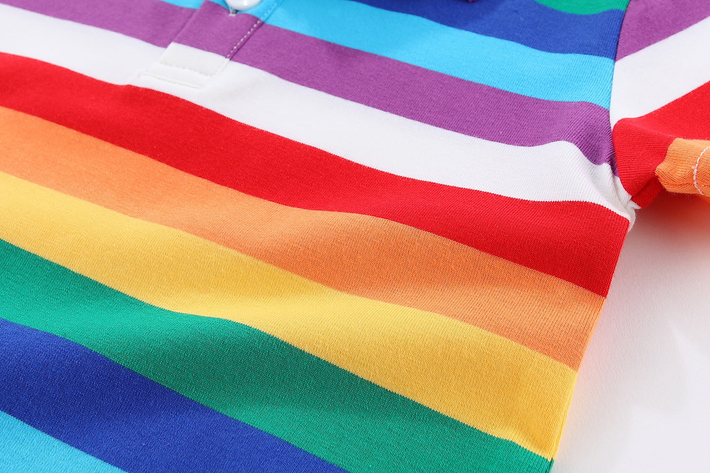1-8Y Kids Striped Polo T-Shirt | 100% Cotton | Rainbow/Black-White/Pink-Black | Breathable | Button Closure | Anti-Pinch Design