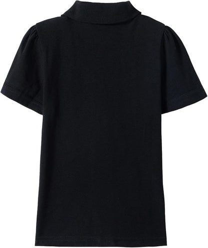 Mud Kingdom Girls Short Sleeve Ruffle Pique Polo Uniform Top Stretch Lightweight
