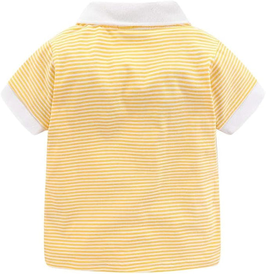 Mud Kingdom Boys Pique Polo Shirts for Toddler Short Sleeve Stripe Plain 1-9 Years