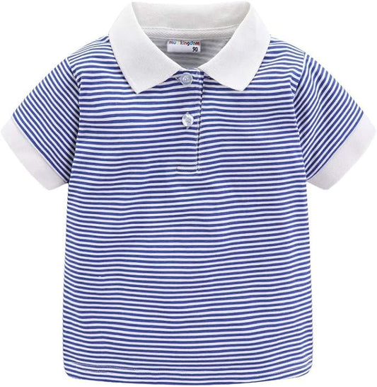 Mud Kingdom Boys Pique Polo Shirts for Toddler Short Sleeve Stripe Plain 1-9 Years