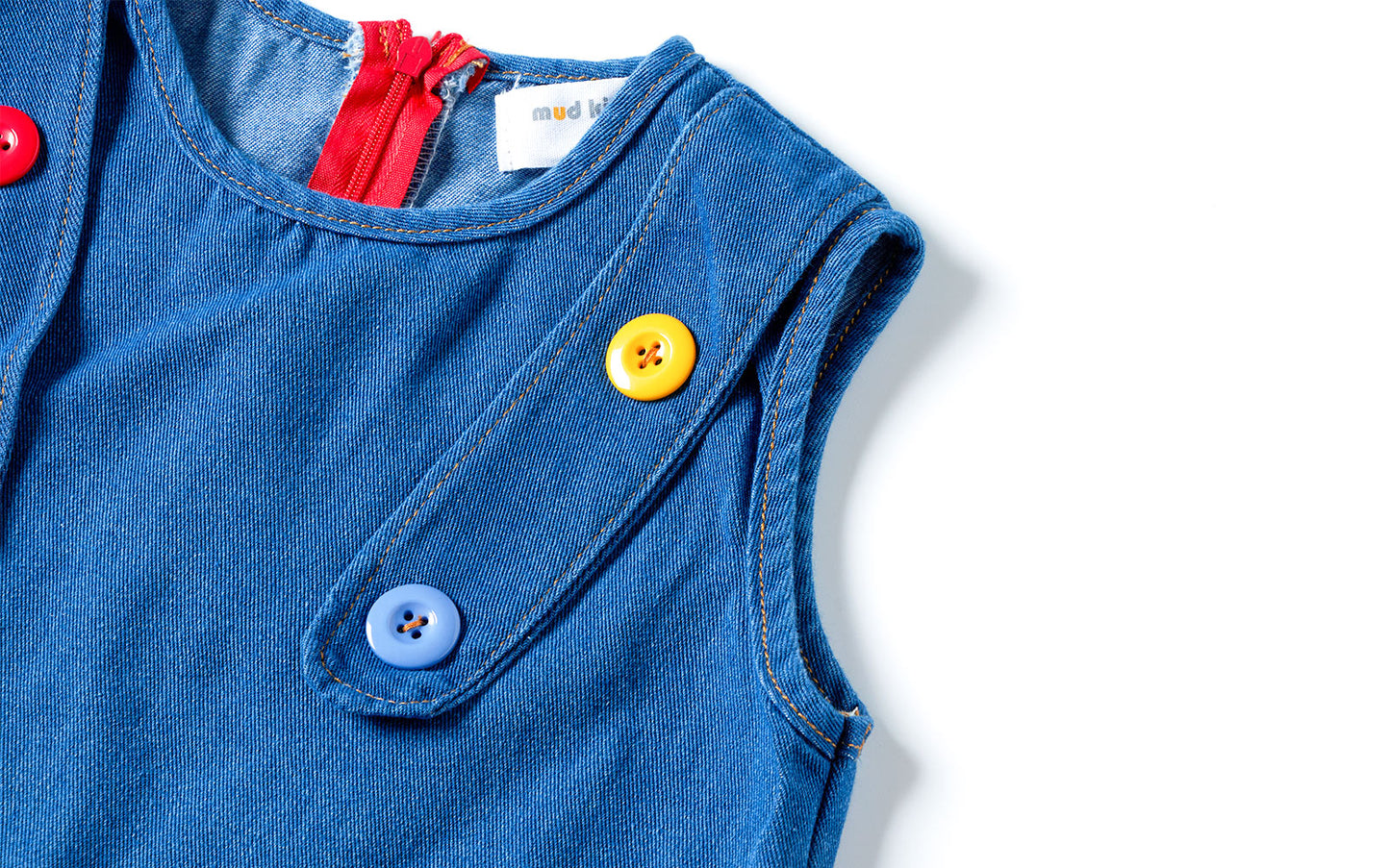 Adorable 2 - 7Y Blue Denim Sleeveless Dress | Puppy Embroidery | Round Neck | Invisible Zipper