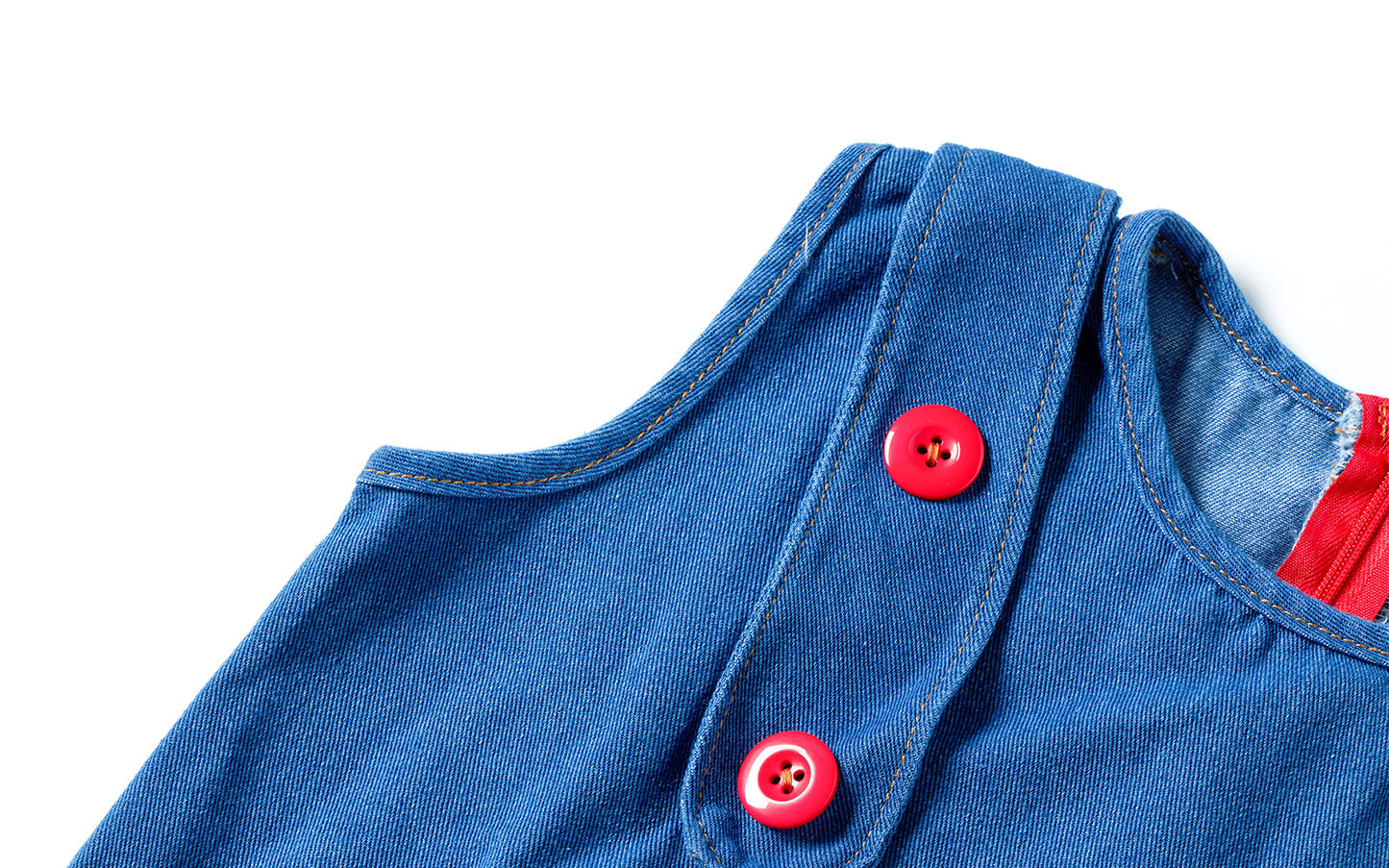 Adorable 2 - 7Y Blue Denim Sleeveless Dress | Puppy Embroidery | Round Neck | Invisible Zipper