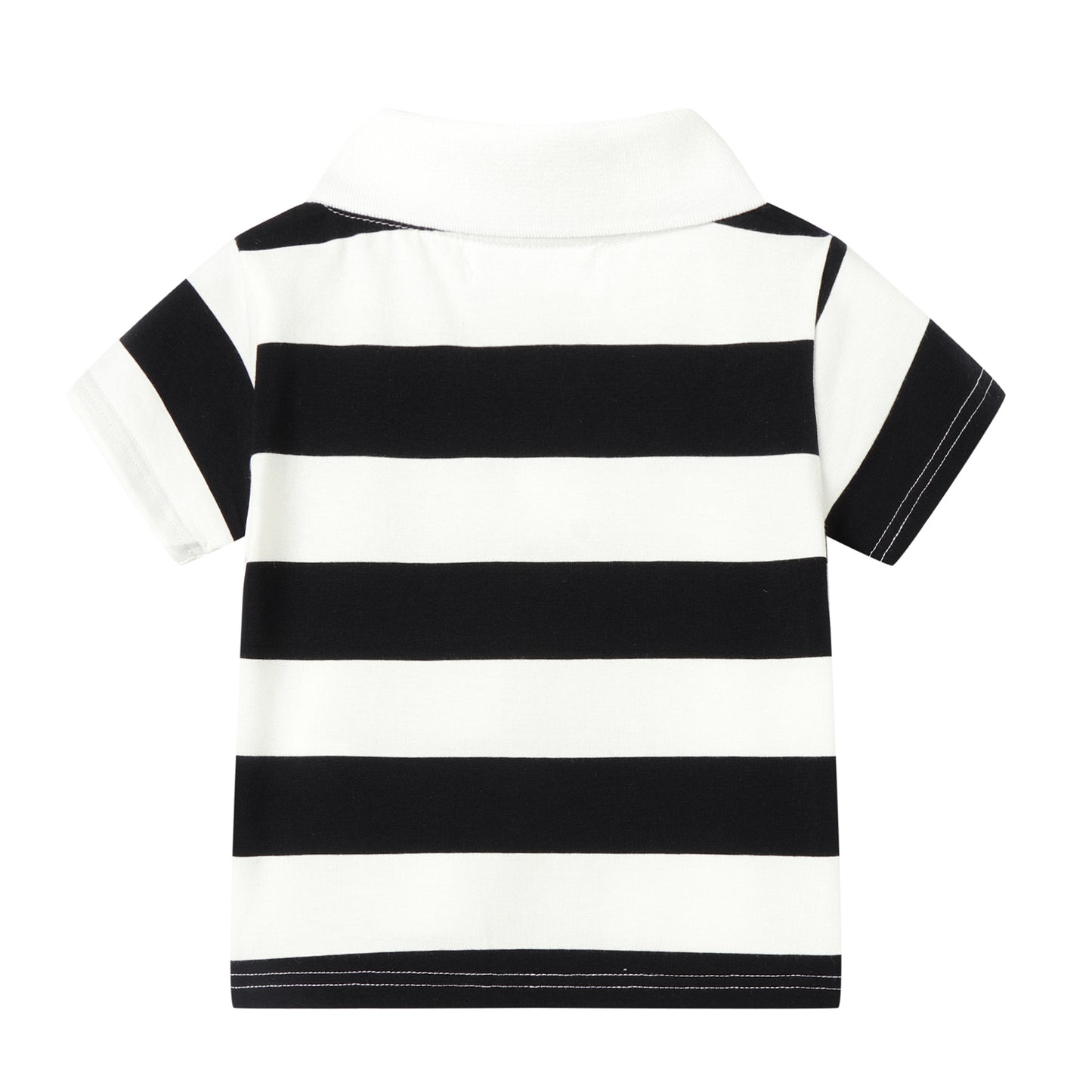 1-8Y Kids Striped Polo T-Shirt | 100% Cotton | Rainbow/Black-White/Pink-Black | Breathable | Button Closure | Anti-Pinch Design