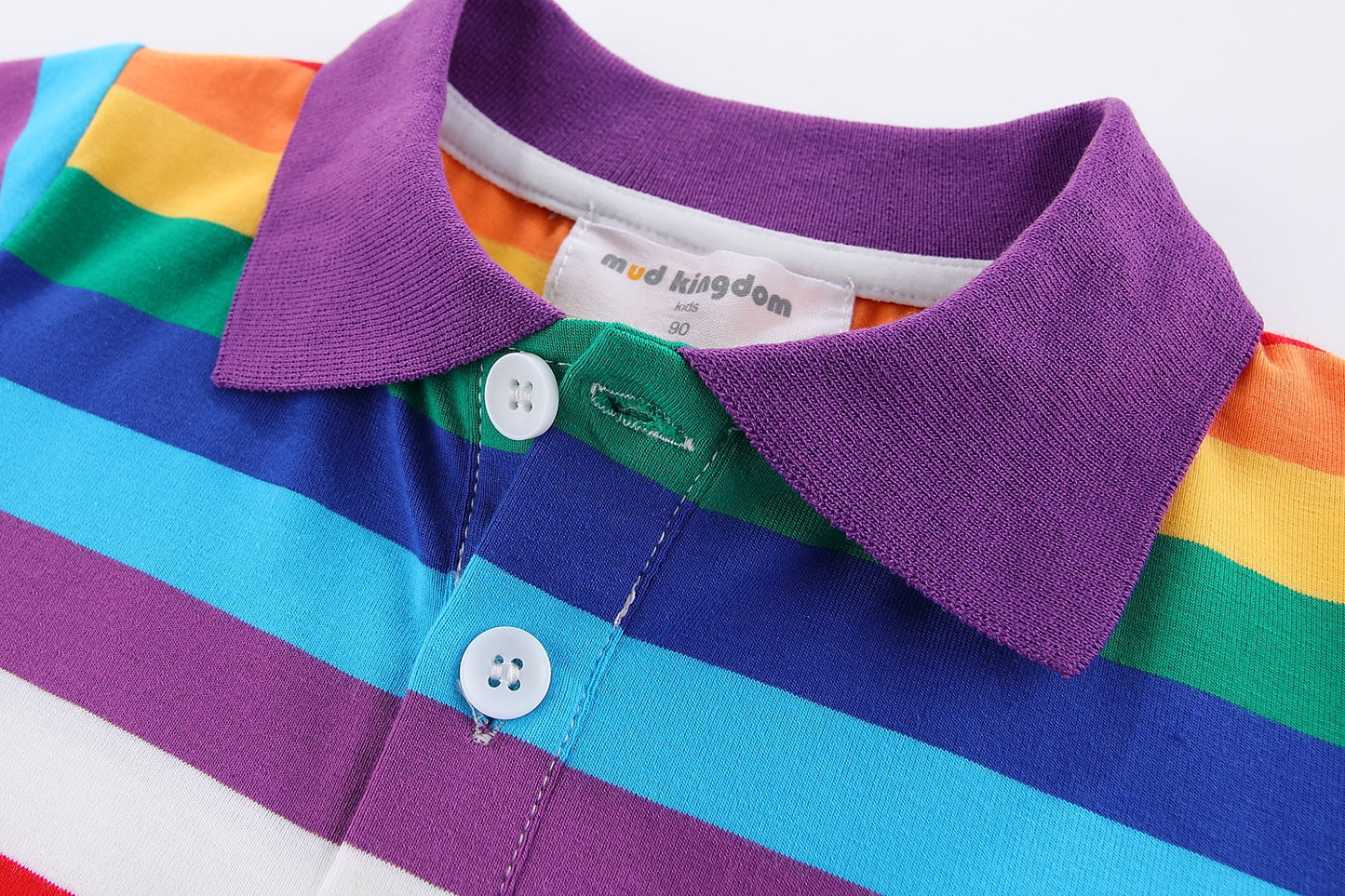 1-8Y Kids Striped Polo T-Shirt | 100% Cotton | Rainbow/Black-White/Pink-Black | Breathable | Button Closure | Anti-Pinch Design