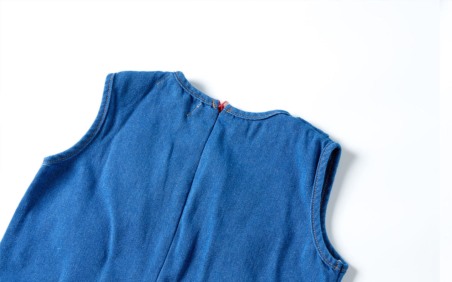 Adorable 2 - 7Y Blue Denim Sleeveless Dress | Puppy Embroidery | Round Neck | Invisible Zipper