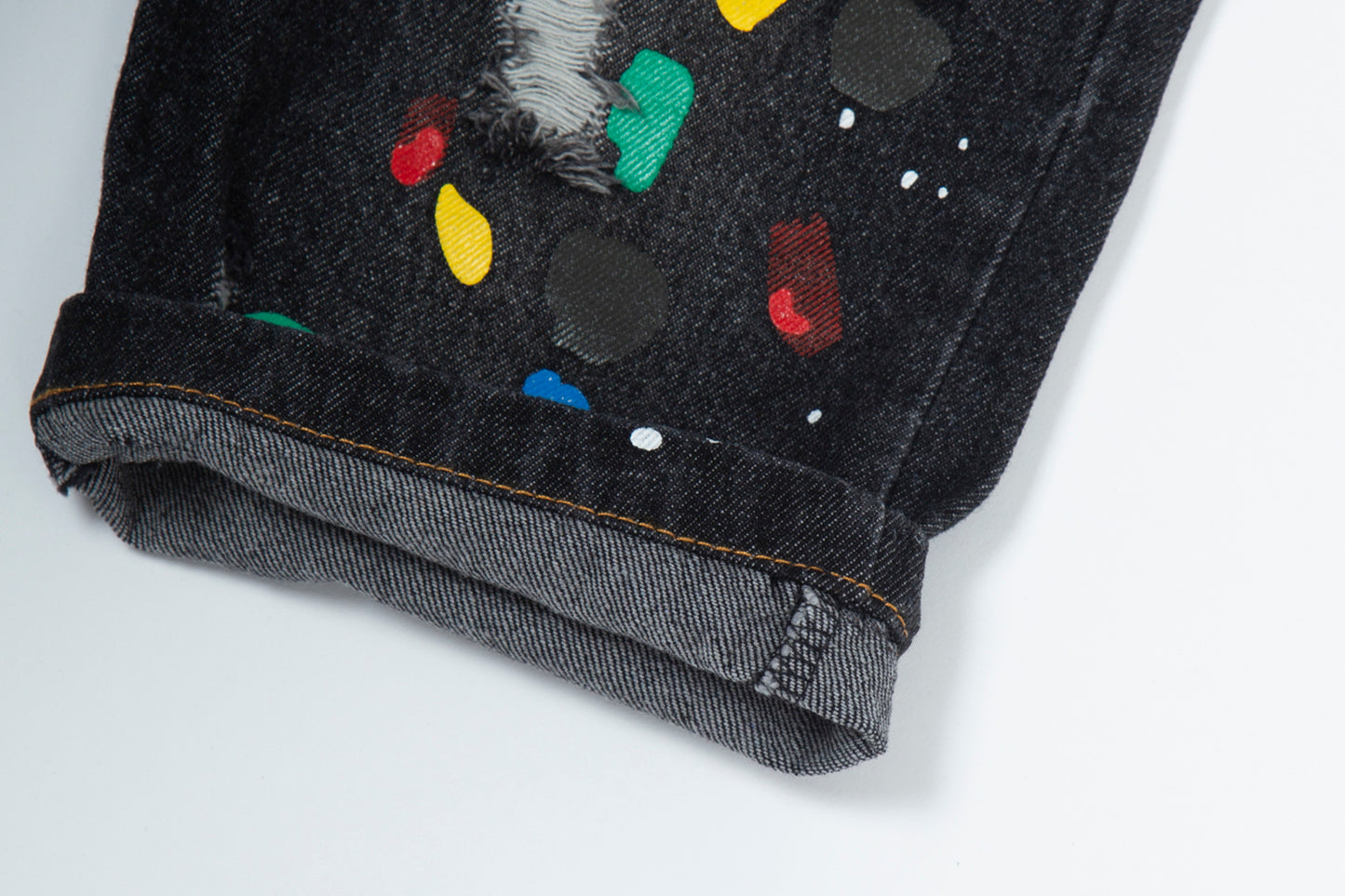Toddler Denim Shorts 2-8Y - Colorful Paint Splatter, Elastic Waist（USD Priced）