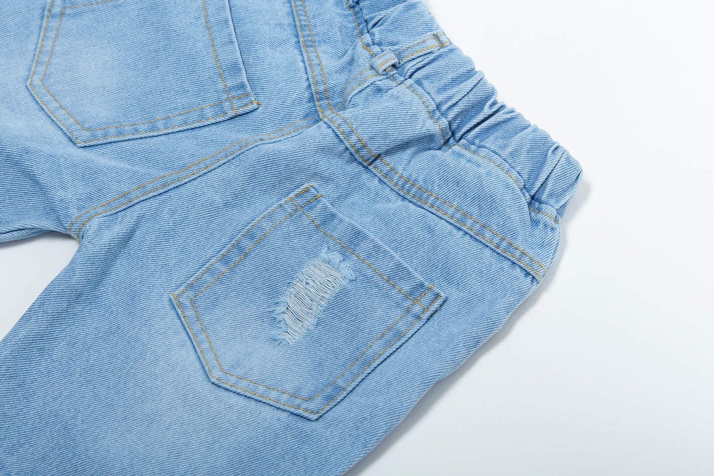 Toddler Denim Shorts 2-8Y - Colorful Paint Splatter, Elastic Waist（USD Priced）