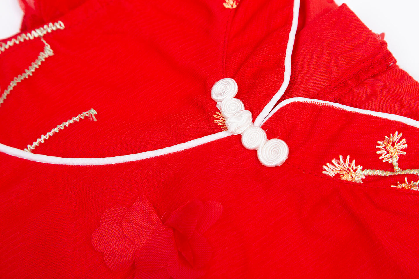 3-10Y Adorable New Chinese Style Kids Dress | Red/Pink | Gauze Cotton | Frog Closure & Embroidery