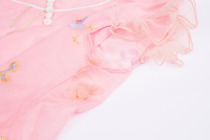 3-10Y Adorable New Chinese Style Kids Dress | Red/Pink | Gauze Cotton | Frog Closure & Embroidery
