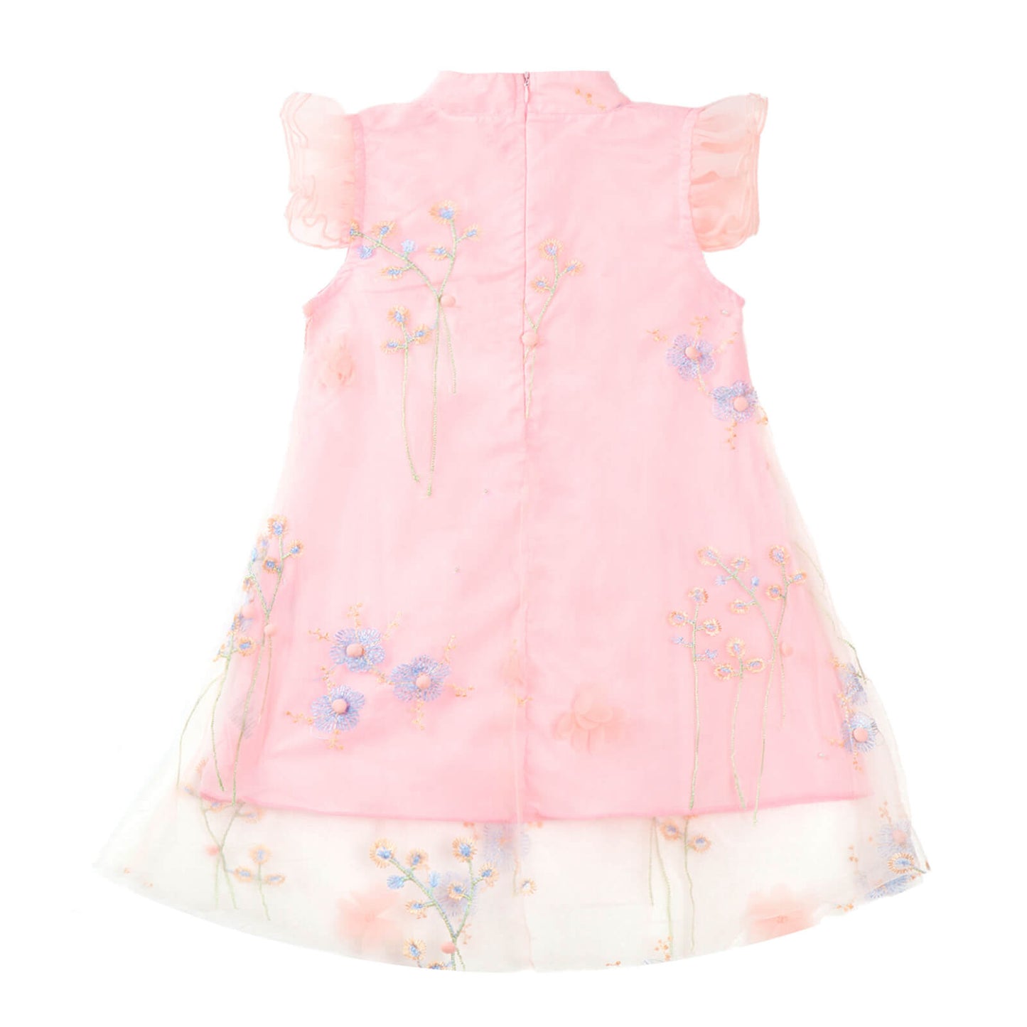3-10Y Adorable New Chinese Style Kids Dress | Red/Pink | Gauze Cotton | Frog Closure & Embroidery