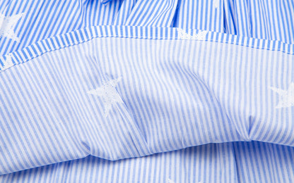 Cotton Striped Star Dress for Girls (4 - 11Y) with Bow Accent