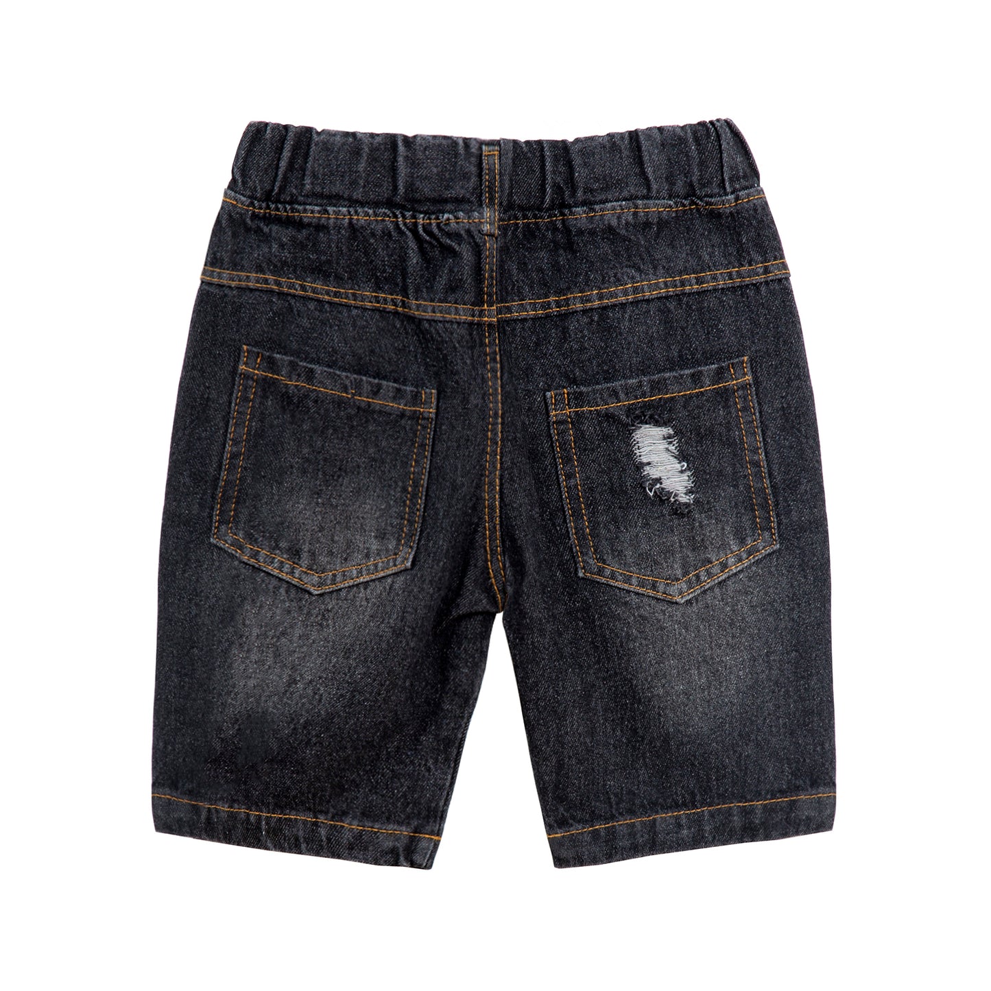 Toddler Denim Shorts 2-8Y - Colorful Paint Splatter, Elastic Waist（USD Priced）